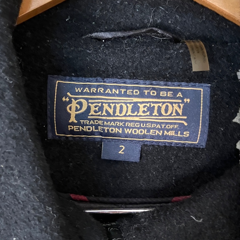 Pendleton Wool Black Hooded Pea Coat - image 4